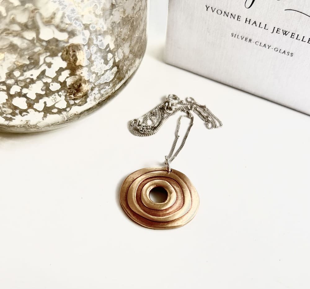 Bronze Circular Embossed Pendant Necklace - Image 4