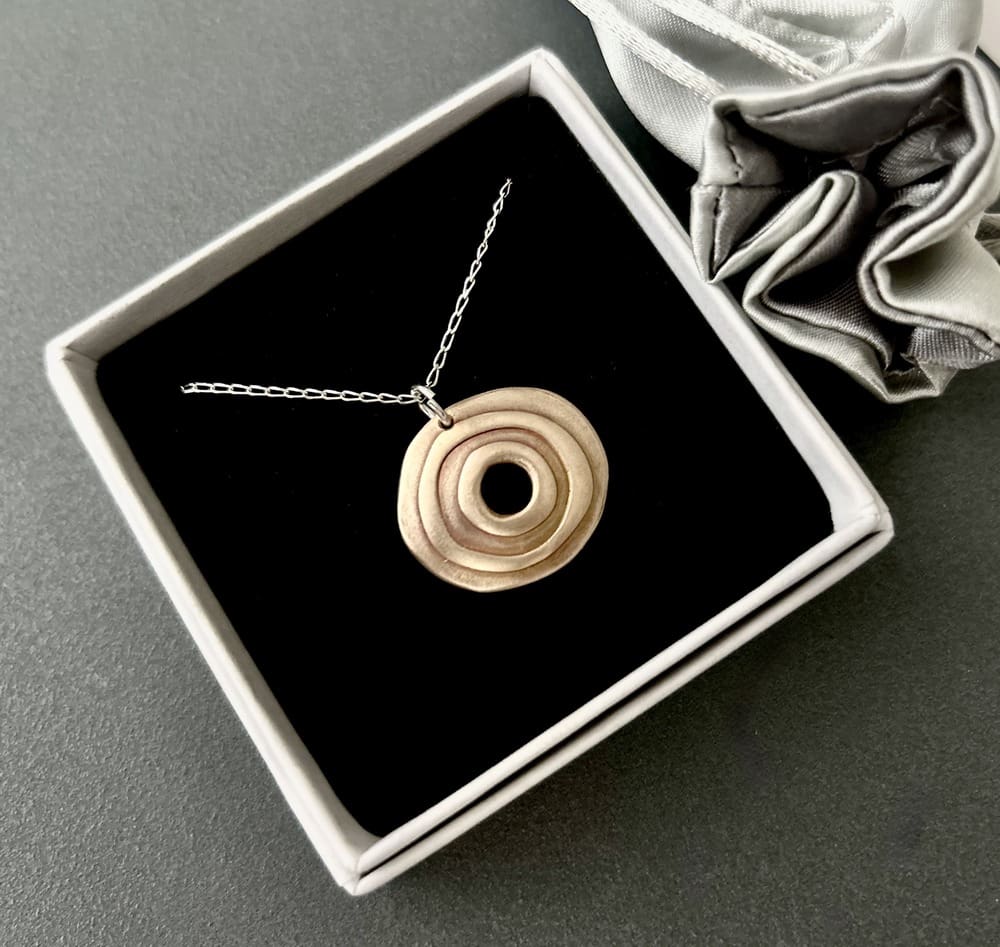 Bronze Circular Embossed Pendant Necklace - Image 3