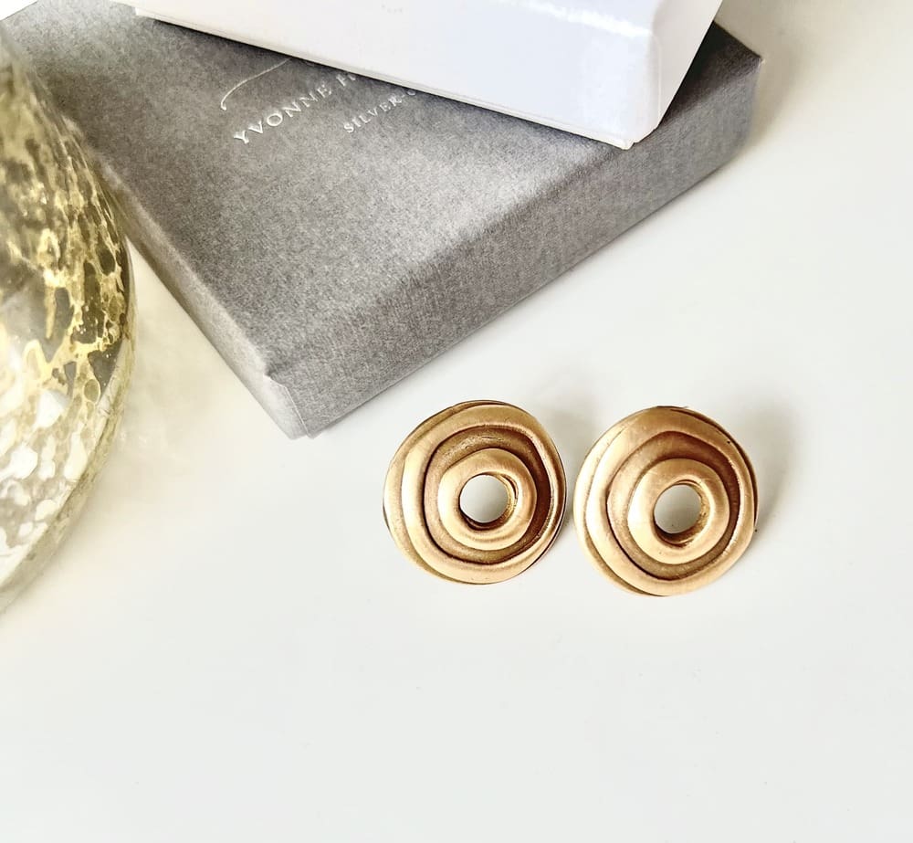 Bronze Embossed Stud Earrings - Image 5