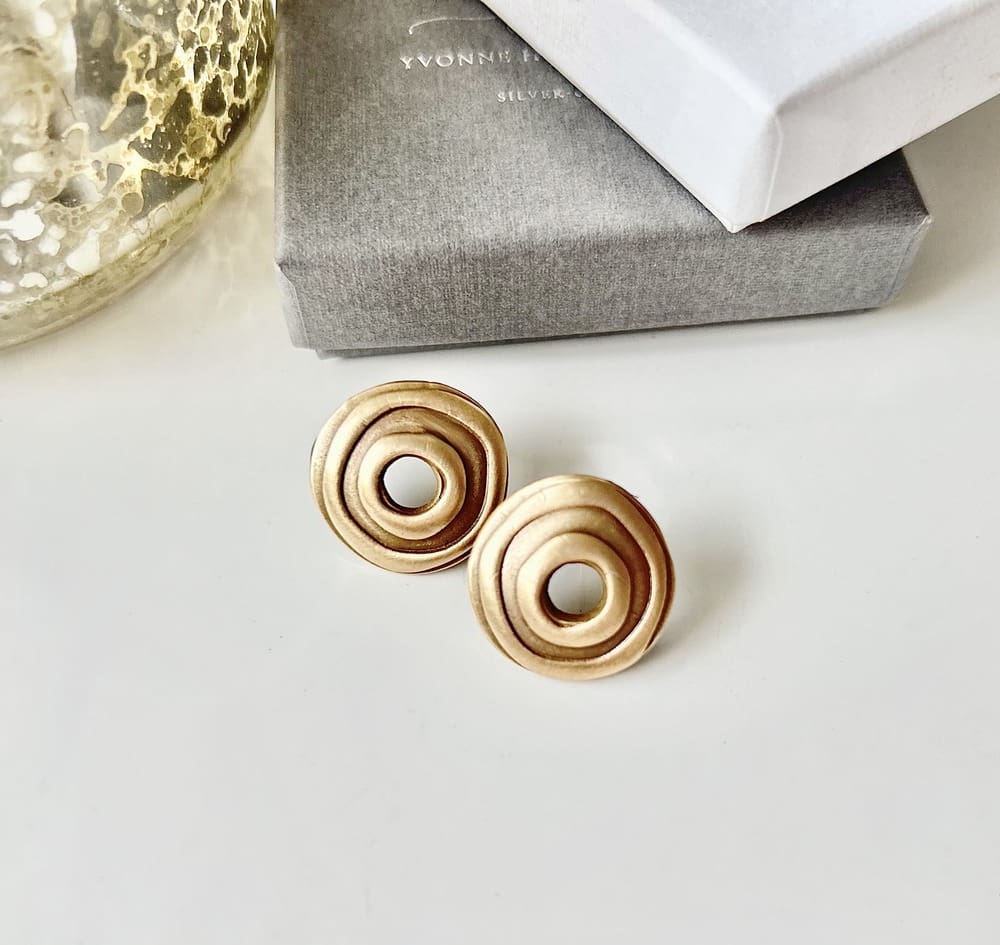 Bronze Embossed Stud Earrings - Image 2