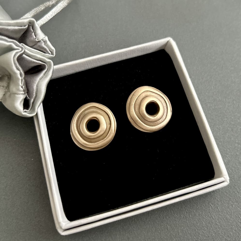 Bronze Embossed Stud Earrings - Image 3
