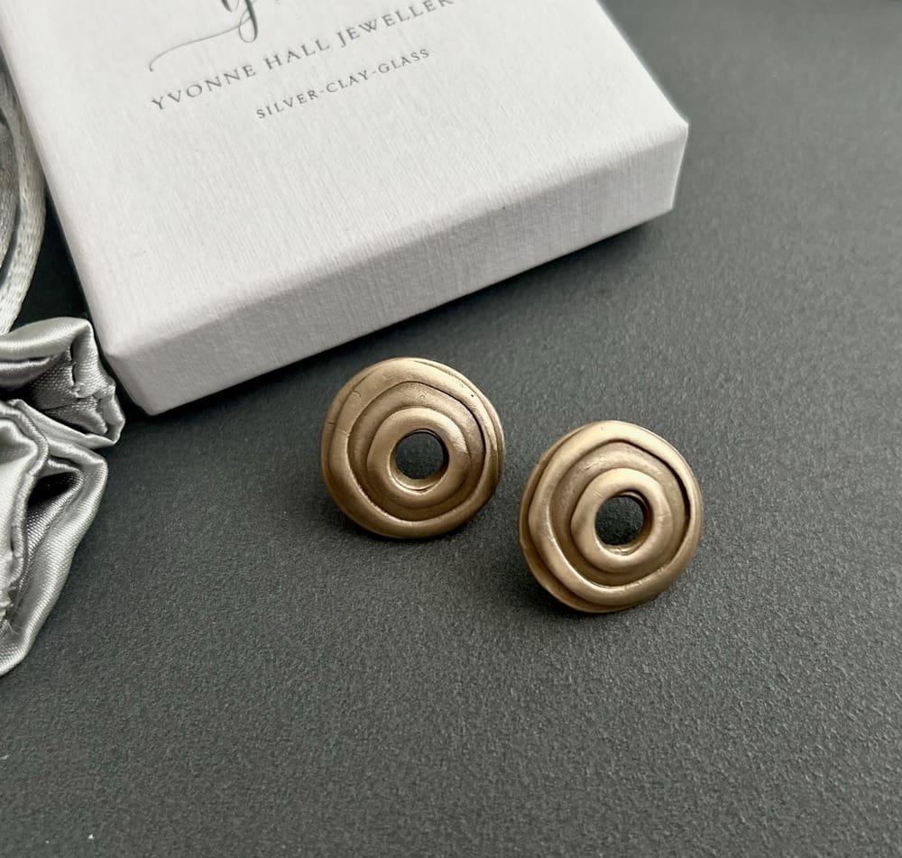 Bronze Embossed Stud Earrings - Image 4