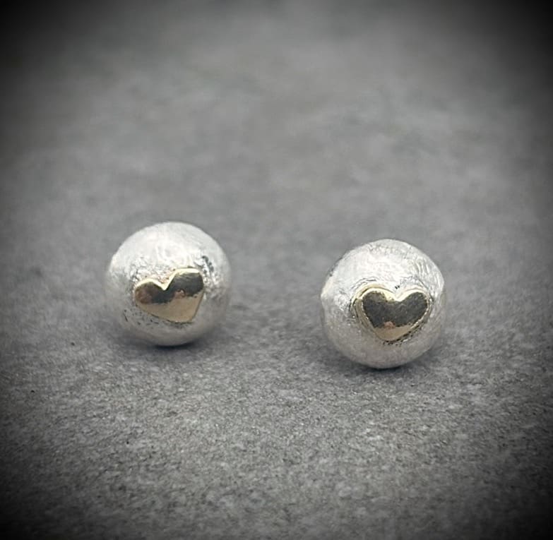 Gold Heart Pebble Studs - Image 9