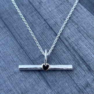 Gold Heart T Bar Necklace