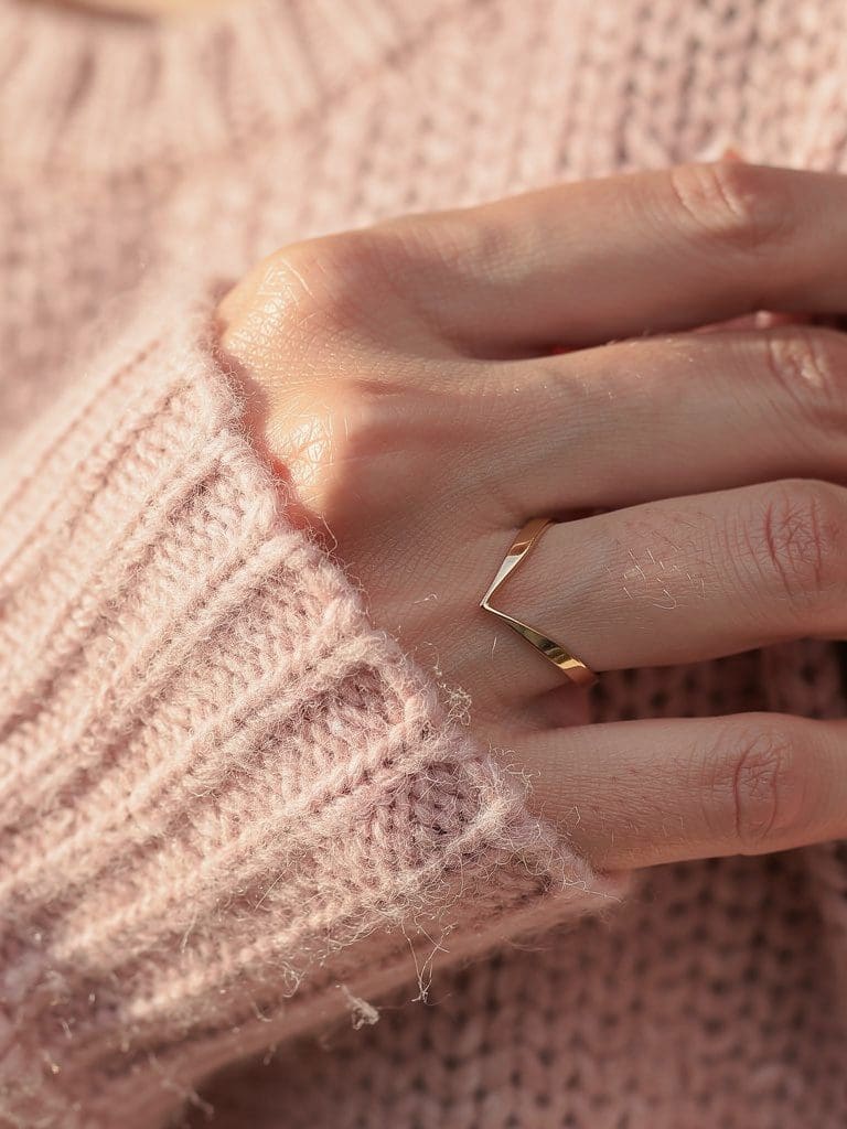 Gold Wishbone Ring - Image 2