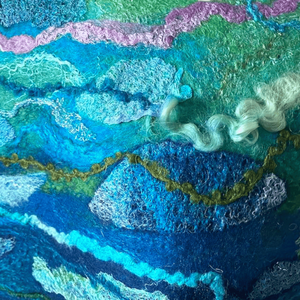 Wool Felt Poncho Ocean Deep Handmade Felt Reversible Neckwarmer - Image 4