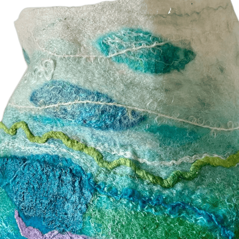 Wool Felt Poncho Ocean Deep Handmade Felt Reversible Neckwarmer - Image 5