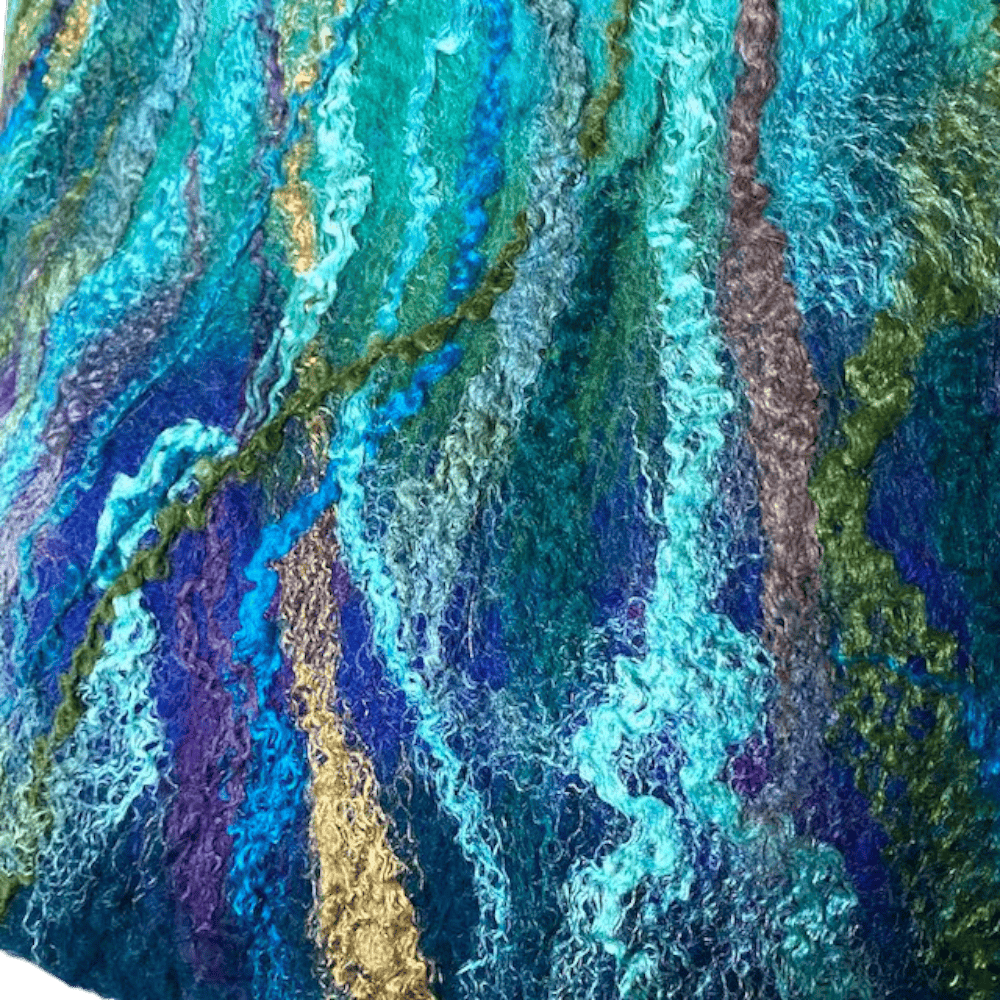 Wool Felt Poncho Ocean Deep Handmade Felt Reversible Neckwarmer - Image 6