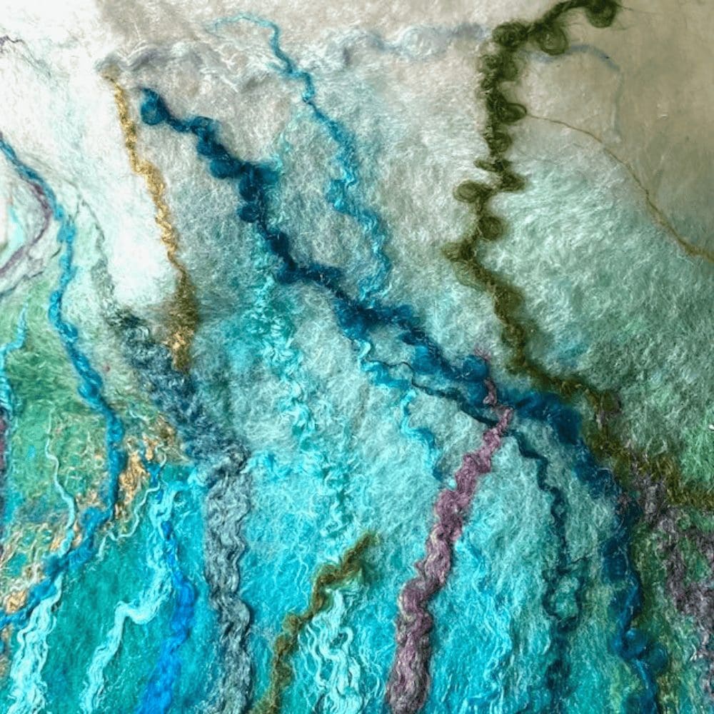 Wool Felt Poncho Ocean Deep Handmade Felt Reversible Neckwarmer - Image 7