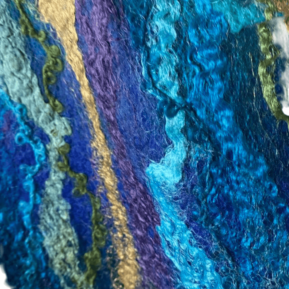 Wool Felt Poncho Ocean Deep Handmade Felt Reversible Neckwarmer - Image 8
