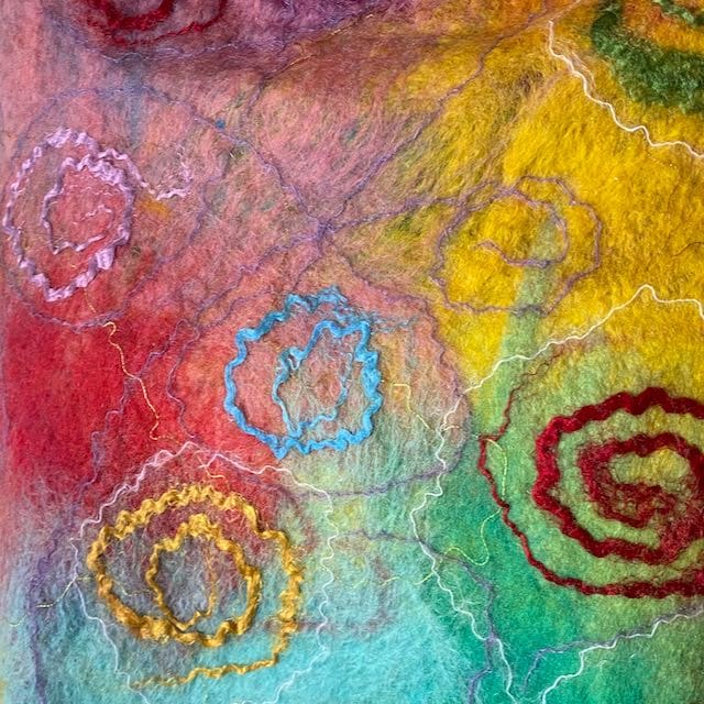 Wool Felt Poncho Harlequin Fayre Handmade Felt Reversible Neckwarmer - Image 8