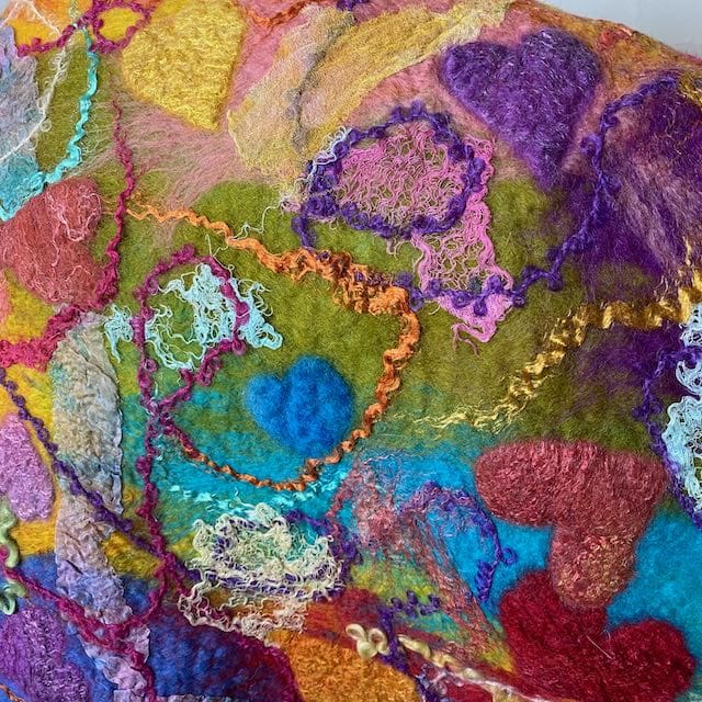 Wool Felt Poncho Harlequin Fayre Handmade Felt Reversible Neckwarmer - Image 9