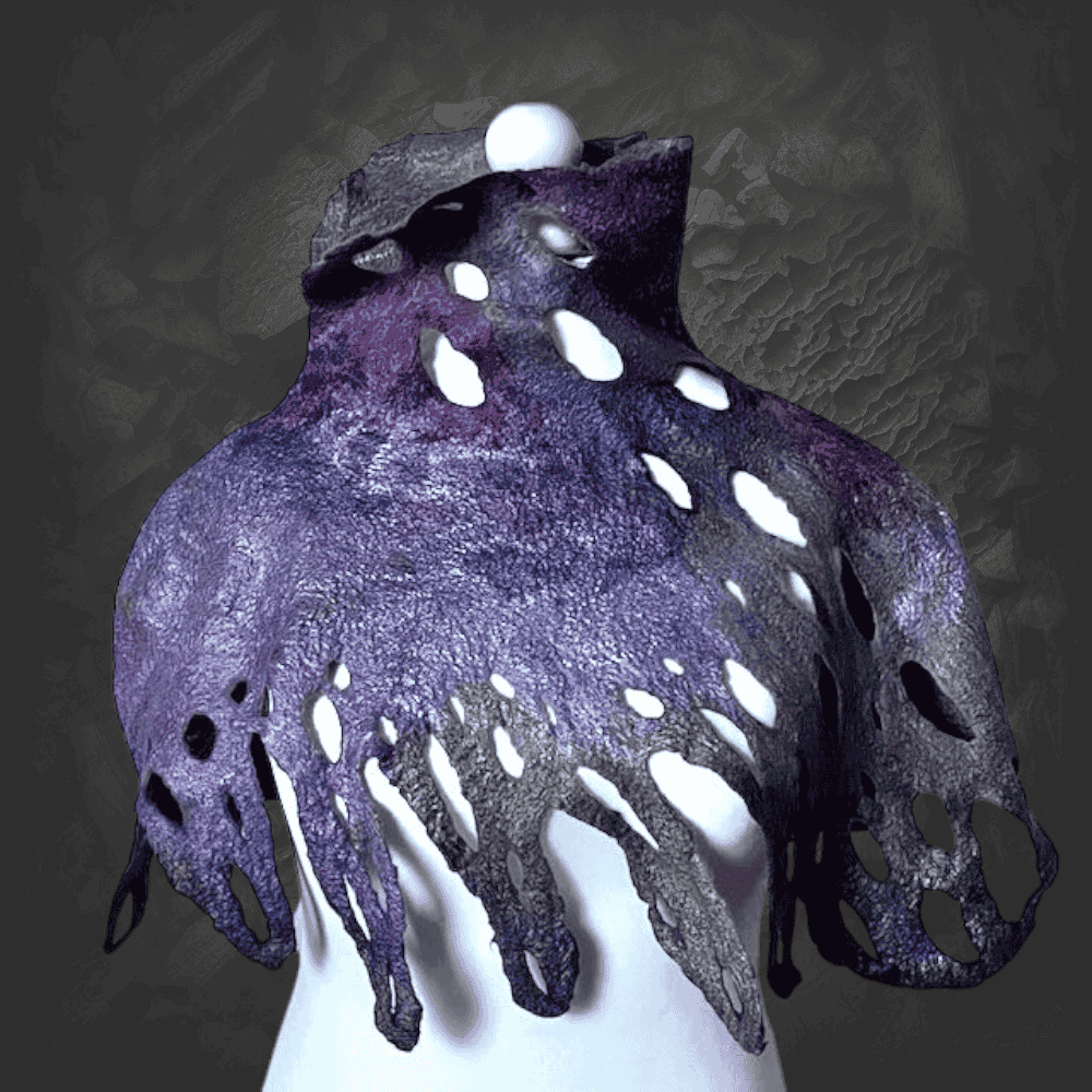 Wool Felt Poncho Seaweed Handmade Felt Reversible Neckwarmer - Image 4