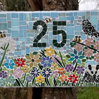 Handmade Mosaic house or Business sign - crafted to order. A unique statement piece.