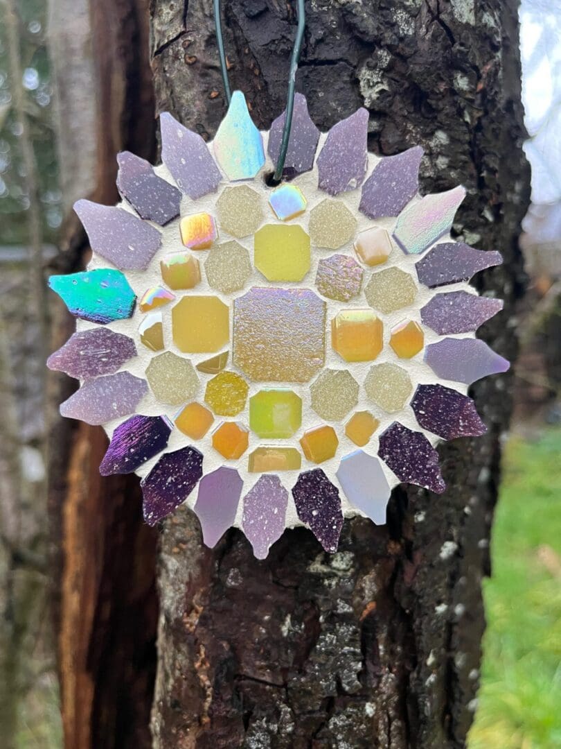 Blooming Garden Mosaic flower - crafted on natural slate, gift for those who love characterful outdoor decor. - Image 3