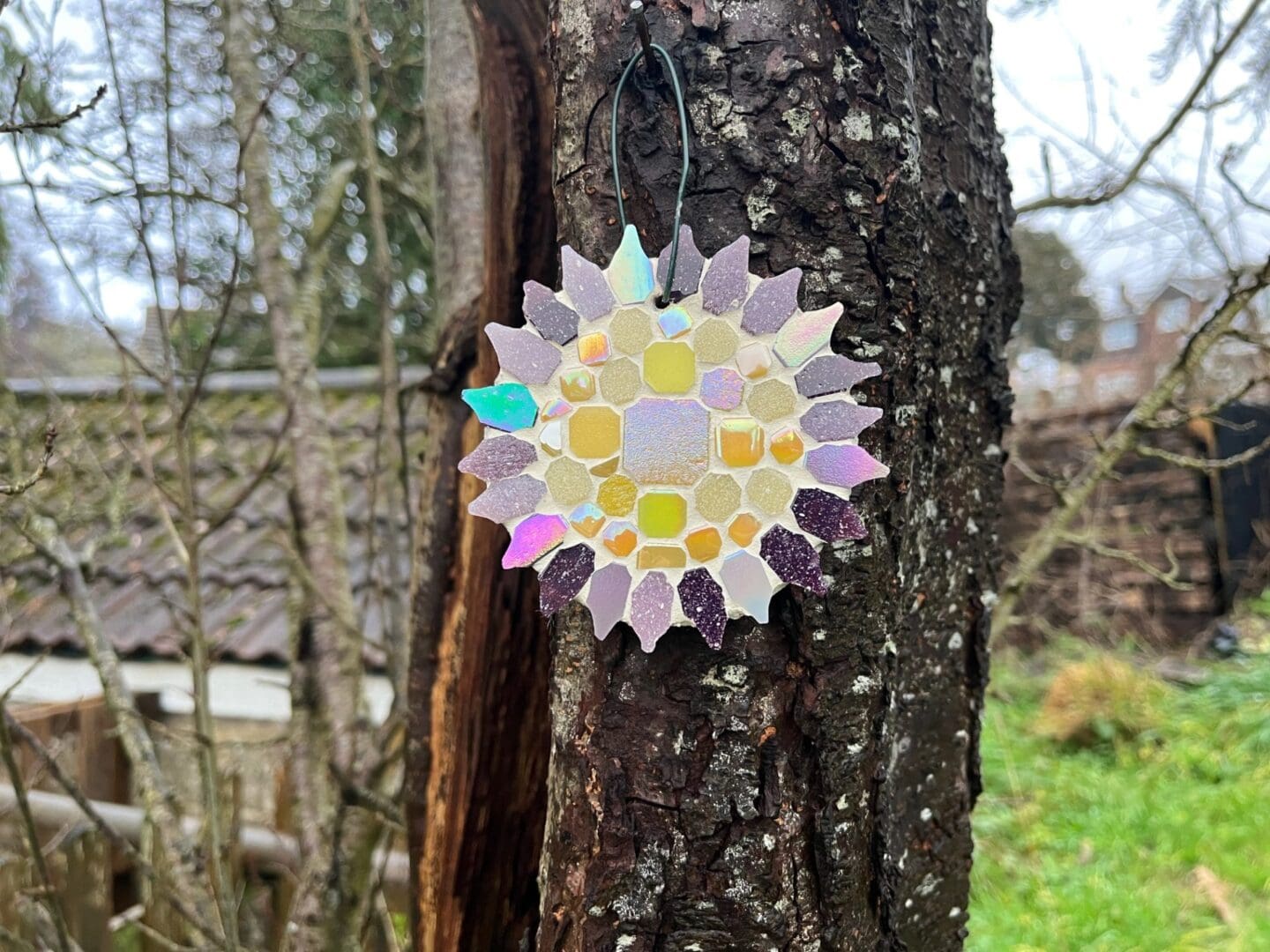 Blooming Garden Mosaic flower - crafted on natural slate, gift for those who love characterful outdoor decor. - Image 2