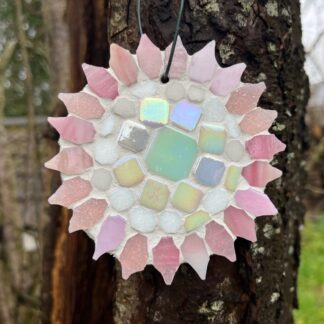 Cottage Garden Mosaic Flower on slate - Handmade outdoor decor