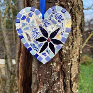 Patchwork China Heart - a keepsake made with love, gift for anniversary, wedding, shabby chic.