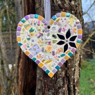 Mosaic heart decoration, - a beautiful symbol of love and home, gift for new home, newly weds