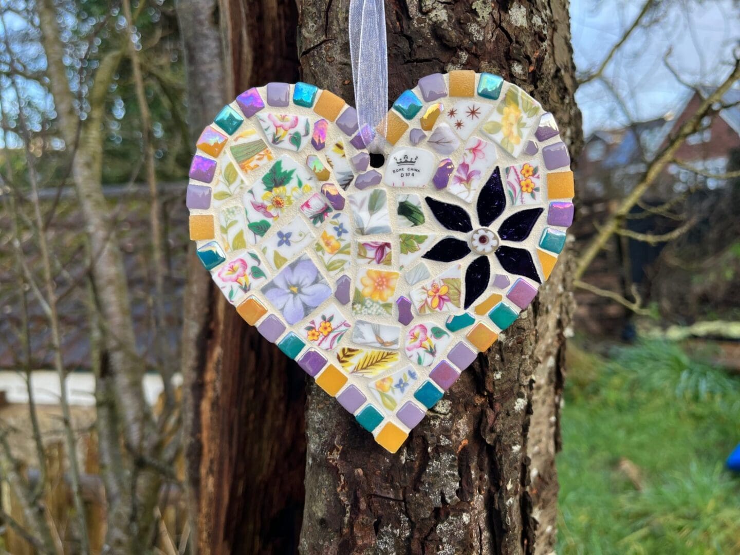 Mosaic heart decoration, - a beautiful symbol of love and home, gift for new home, newly weds