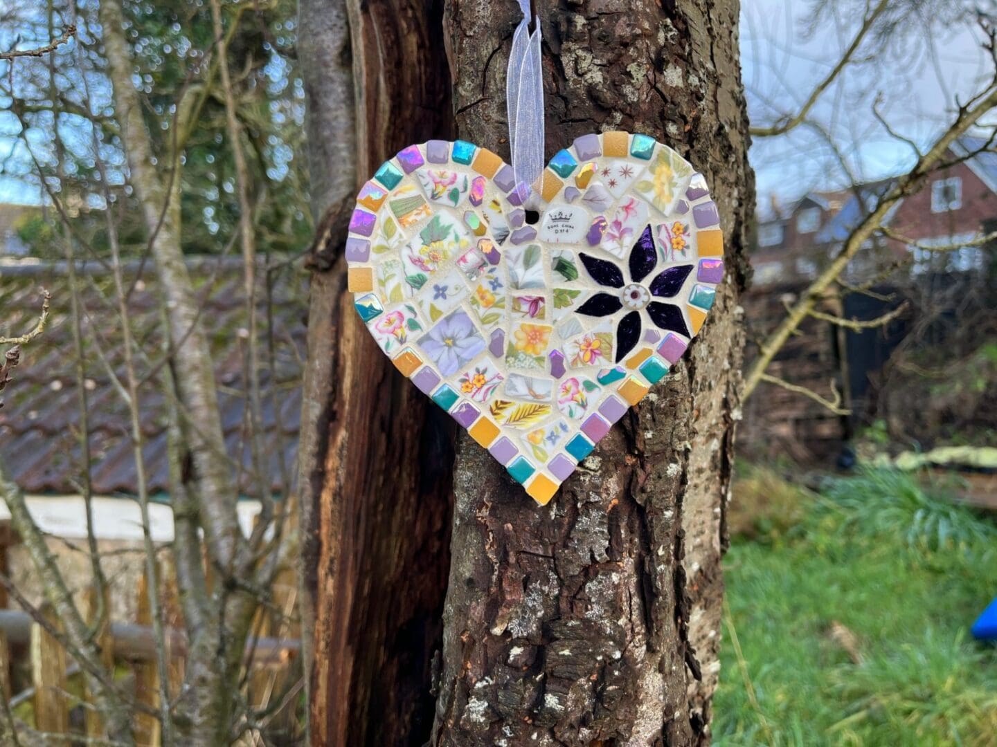 Mosaic heart decoration, - a beautiful symbol of love and home, gift for new home, newly weds - Image 2