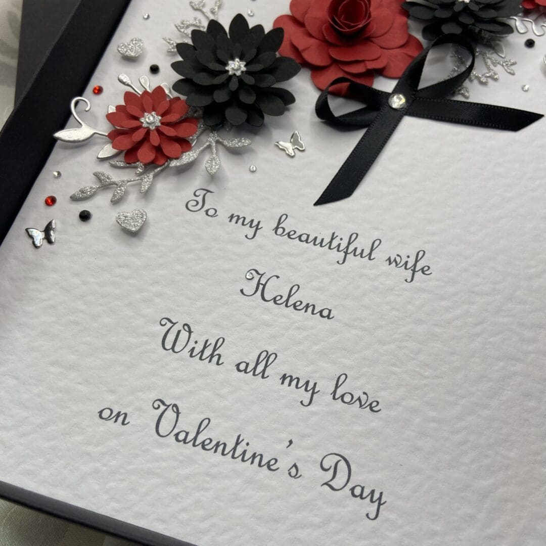 Personalised Handmade Valentine’s Card Gift Boxed Wife Girlfriend Any Text - Image 4