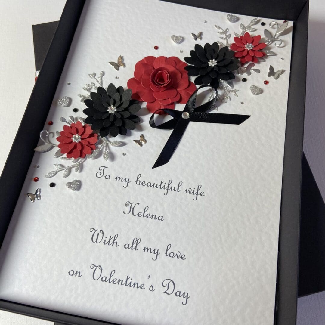 Personalised Handmade Valentine’s Card Gift Boxed Wife Girlfriend Any Text