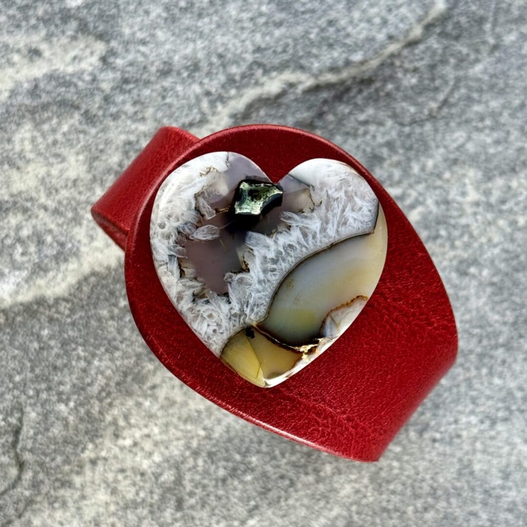 Freak Like Me Red leather and Montana Agate gemstone bracelet