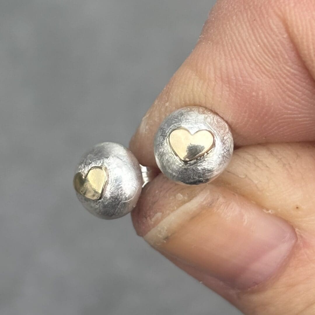 Gold Heart Pebble Studs - Image 7