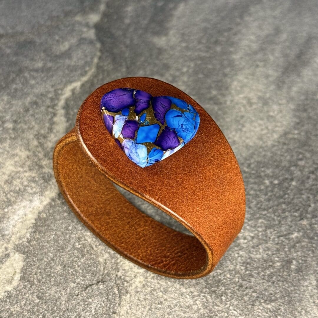 Brown leather and turquoise bracelet