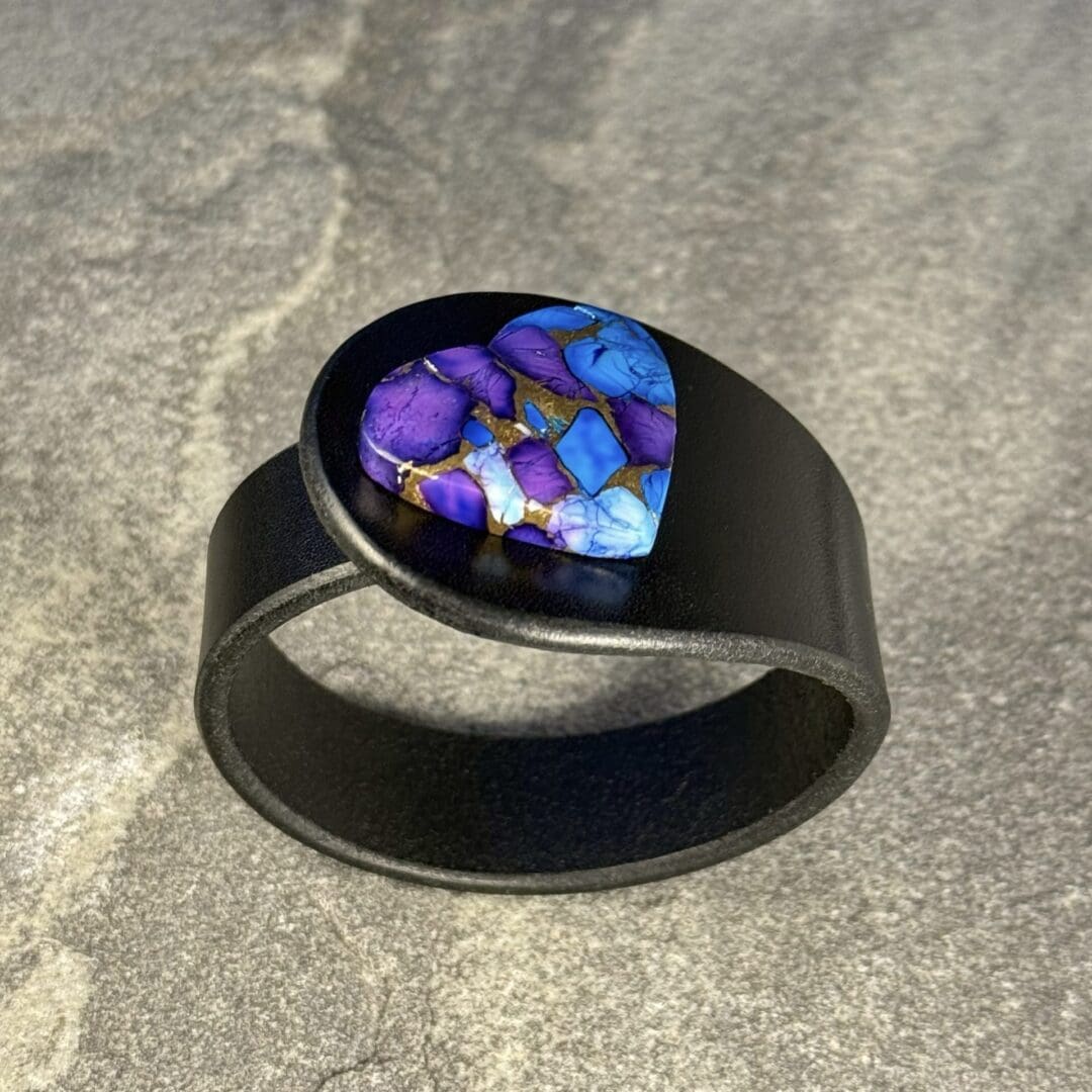 Ice Dahlia Turquoise and natural black leather bracelet