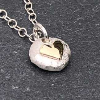 Gold Heart Pebble Pendant