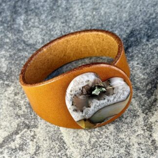 Natural Montana Agate Gemstone Leather Bracelet. Made by Freak Like Me in Bristol.