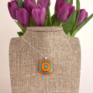 Orange-and-turquoise-glass-pendant