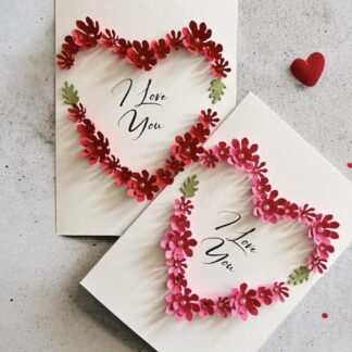 Personalised Handmade Floral Heart “I Love You” 3D Valentine’s Day Card – Gift Greeting Card for Her, A6 Keepsake
