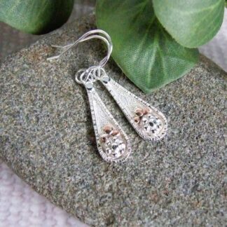 silver teardrop flower earrings