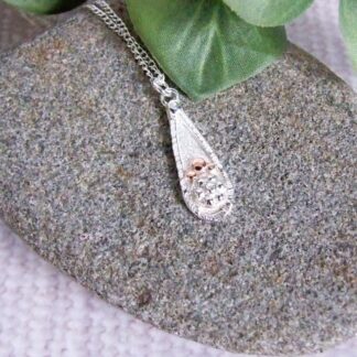 silver flower teardrop necklace