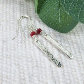 Silver and ruby earrings