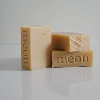 Vegan and natural soap bar with stamp and texture