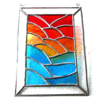 sunset ripples framed stained glass suncatcher sea ocean handmade