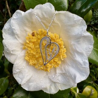 Valentine gift silver heart pendant for her