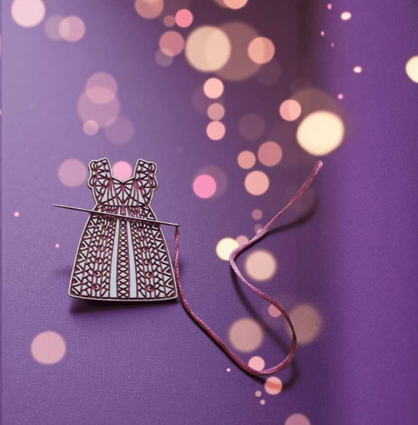 Wooden Needle Minder Engraved Dress Design - Image 8