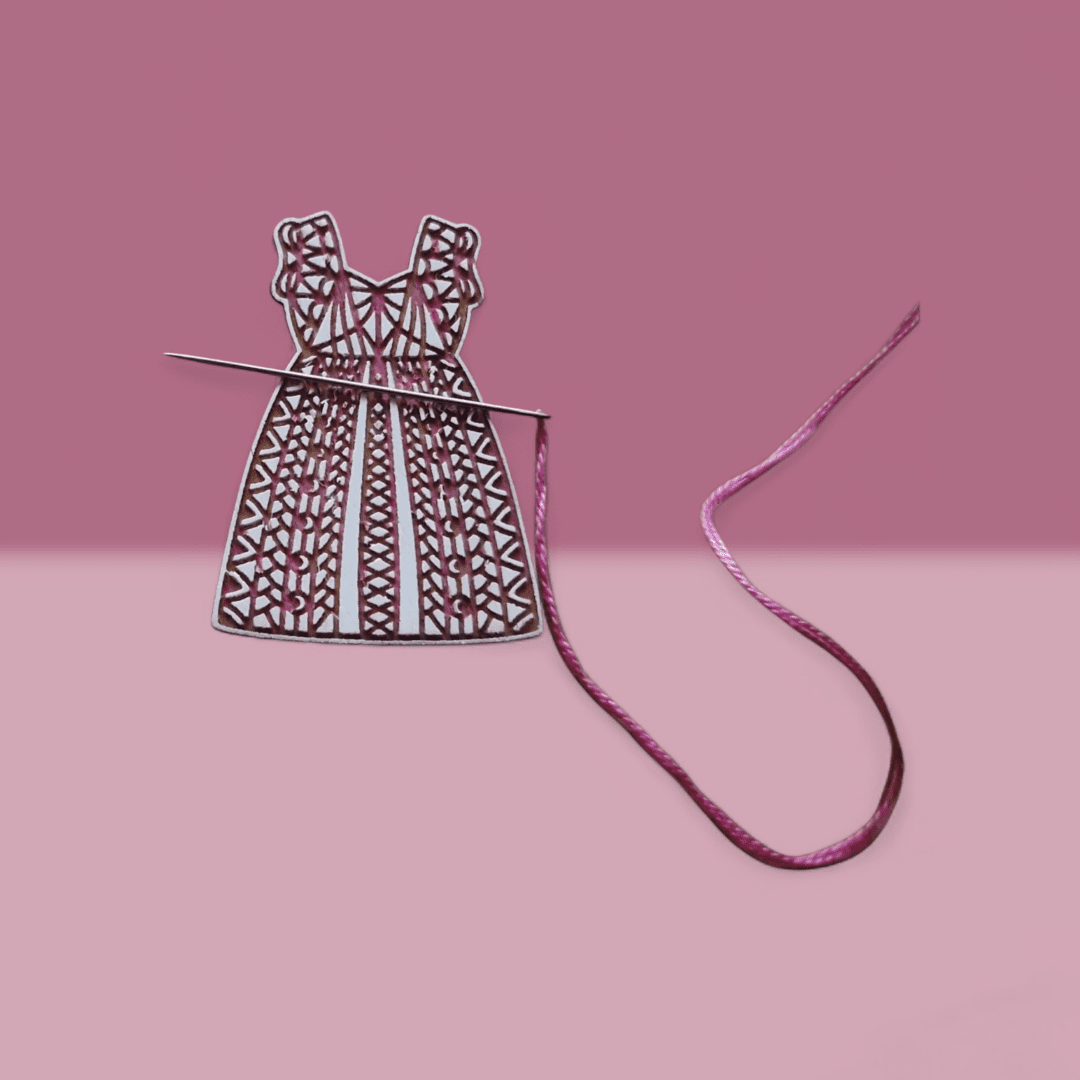 Wooden Needle Minder Engraved Dress Design - Image 7