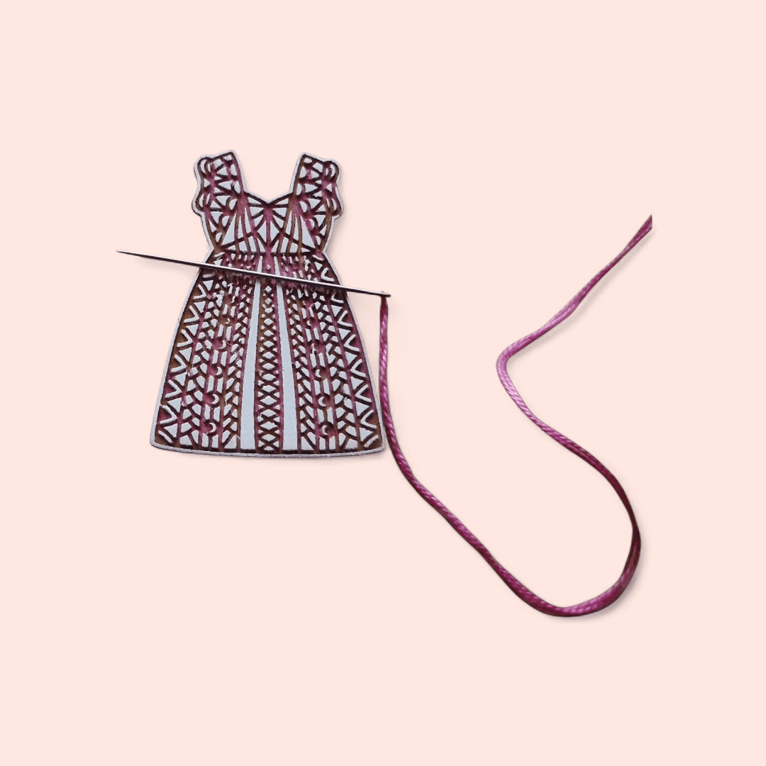 Wooden Needle Minder Engraved Dress Design - Image 4