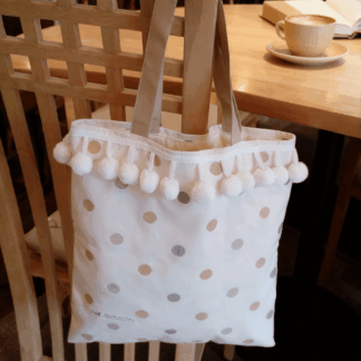 large tote pompom trim