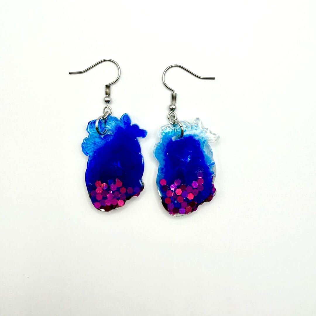 Floral Anatomical Heart Statement Earrings - Image 6