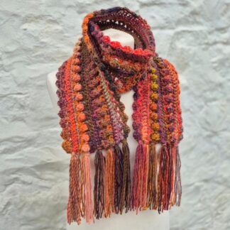 boho crochet scarf amber deep orange