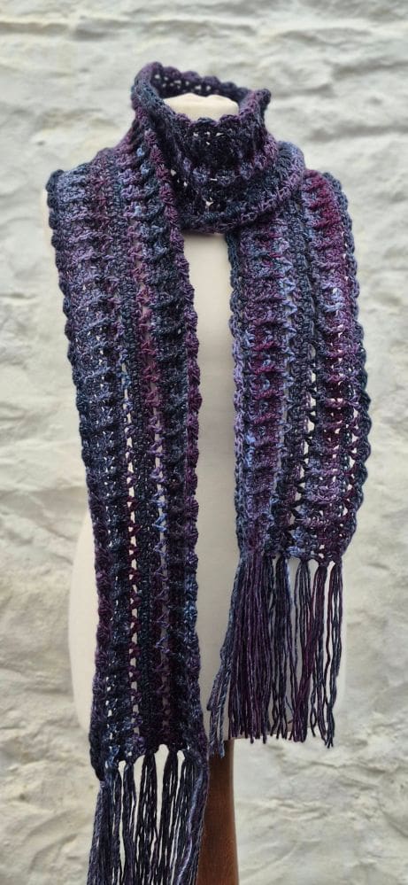 crocheted scarf purple
