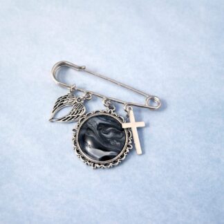 Hand-painted-brooch-black-silver