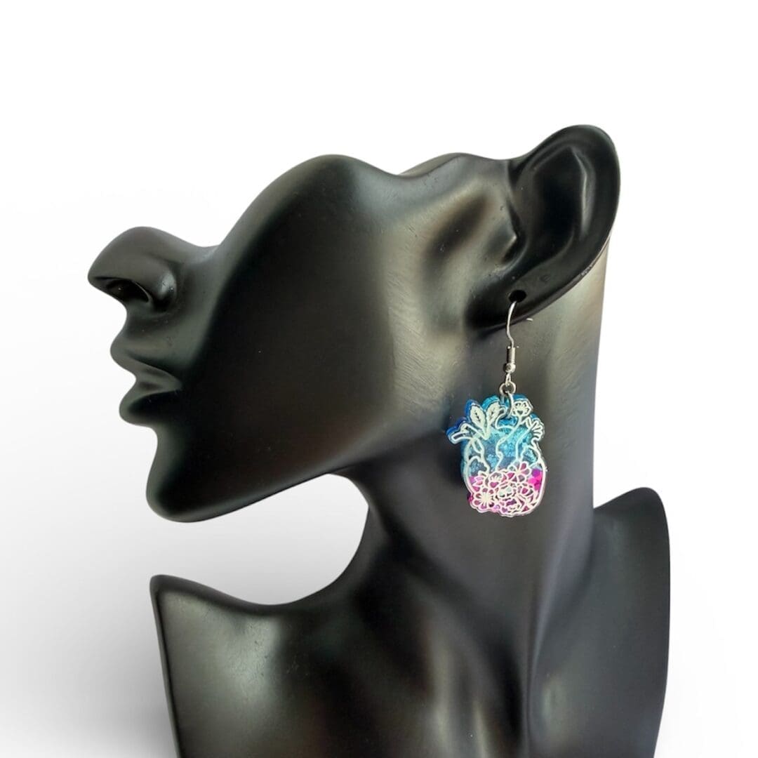 Floral Anatomical Heart Statement Earrings - Image 4